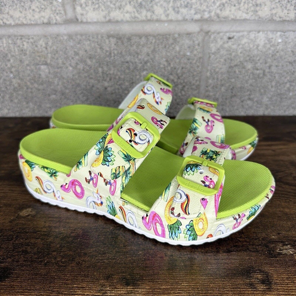 Dansko Kandi Molded Pool Flamingo Floats EVA Slide Sandals Size EU 37 / 6.5-7 US
